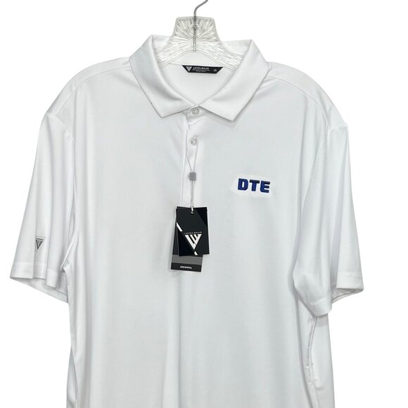 Levelwear DTE Embroidered Golf Polo Shirt Mens Large White New - Picture 3 of 9